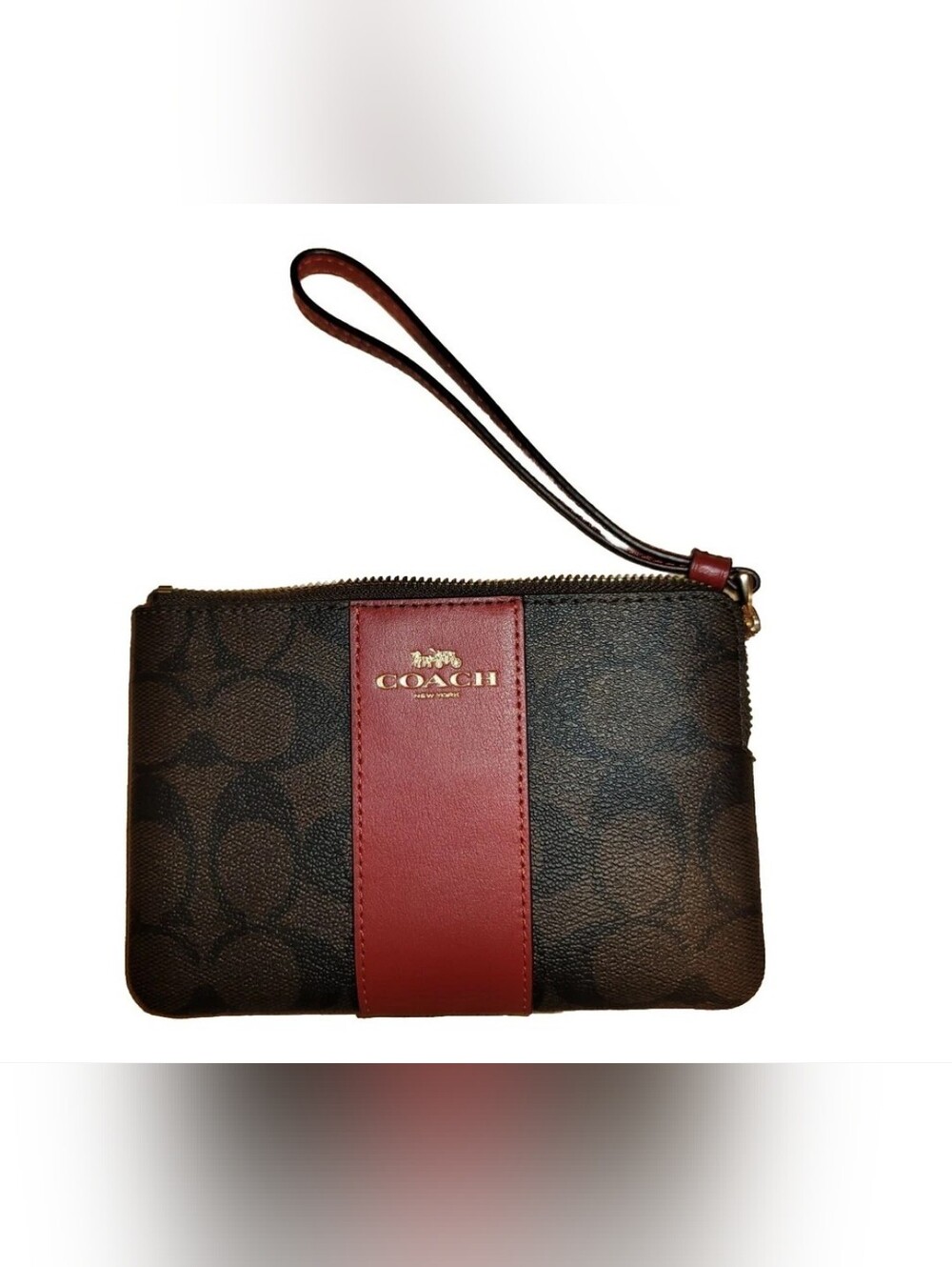 Coach Brown Leather Corner Zip Wrislet NWT
